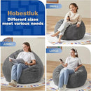 Hobestluk 4.5FT Bean Bag Chair Giant Bean Bag Chair with Filler Included Adult Bean Bag Chairs with Removable Cover for Bedroom Living Room - (Jumbo, Grey) by CozyNest Decor