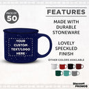 DISCOUNT PROMOS Custom Ceramic Campfire Coffee Mugs 13 oz. Set of 50, Personalized Bulk Pack - Perfect for Tea, Espresso, Cappuccino, Hot Cocoa - Blue by TinyTreasures Baby Boutique