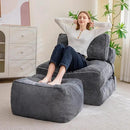 HIGOGOGO Square Stuffed Pouf Ottoman, Corduroy Poufs with Foam Chunk Filling, Furry and Fluffy Pouf Foot Stool Storage Ottoman, 21 X 21 Floor Poufs Foot Rest for Living Room, Dark Grey by CozyNest Decor