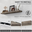 Floating Shelves Reclaimed Barnwood, 8" Deep Solid Wood Floating Shelf Wall Hanging Shelves with Invisible Heavy-Duty Metal Bracket | Wall Mounted | Farmhouse Style | 40 inches,2PCS,Grey