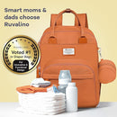 RUVALINO Diaper Bag Backpack-Multifunction Baby Travel Bag with Changing Pad, Insulated Bottle Holders & Pacifier Case, Large Capacity, Waterproof, Maple Orange by TinyTreasures Baby Boutique