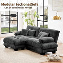 Loveseat Modular Sectional Sofa, L Shaped Couch with Ottoman, Cloud Couch Sectional Couch Home Sofa Living Room Oversized Couch Deep Seat Couch with Round Bolster Armrests 4 Pillows(Gray) by CozyNest Decor