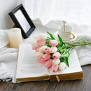 Mandy's Artificial Tulips 20 Stems White and Light Pink PU Faux Flowers for Wedding Home Decor 13.5 Inch by CozyNest Decor