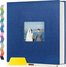 popotop Photo Album Self Adhesive with Picture Display Window,40 Pages DIY Scrapbooking Supplies Kit for 4x6 10x12 Picture,Linen Cover Memory Book for Baby Wedding, with Scraper and Metallic Pen by TinyTreasures Baby Boutique