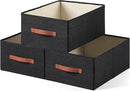 linen closet organizers and storage, 3 Pack Large Storage Baskets, Washable, Clothing Storage Bins with Handle, Closet Organizer for Storage Sweater,Sheets (Black, 18½"x13½"x8½") by CozyNest Decor