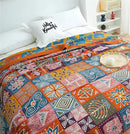 Cotton Throw Boho Blanket for Couch Bed,Cotton Quilted Boho 80''x90'' Muslin Blankets Travel Mexican Super Soft Blanket by CozyNest Decor