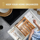 Silverware Organizer Kitchen Drawer Organizer Utensil Organizer Acacia Silverware Holder Cutlery Organizer in Drawer Flatware Organizer Tray(7 slots, Acacia by CozyNest Decor