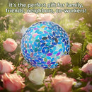 VOREEN 10-Inch Gazing Ball Glass Mosaic Gazing Globe, Outdoor Reflective Ball Yard Decoration for Homes, Patio, Lawn and Gardens, Gift for Mom Wife Friend, Blue and Amber by CozyNest Decor