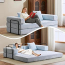 Convertible Sleeper Sofa Bed, Compression Folding Sofa with Pillow, No Assembly Required, Shape Frame, Floor Sofas Lounge Couch for Living Room, Bedroom, Small Spaces(Chenille, 77''W, Light Blue) by CozyNest Decor
