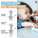Travel Silicone Portable Feeding Supplies - Toddler Suction Plates, Silicone Baby Spoon & Fork, Lightweight Foldable Bib & Waterproof Storage Bag - 6 Piece Set by TinyTreasures Baby Boutique