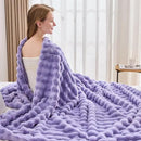 NEWCOSPLAY Faux Fur Throw Blanket Lavender Bubble Blanket Thick Warm Soft for Couch Sofa Bed 550GSM (Lavender, Throw(50"x60")) by CozyNest Decor