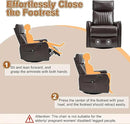 Manual Swivel Rocker Recliner Chair for Adults, Overstuffed Reclining Glider Chair for Nursing with Vibration Massage & Heat, Living Room Rocking Recliner 2-Stage backrest, Faux Leather Brown by CozyNest Decor