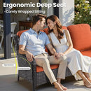 ovios 6 Pieces Patio Furniture Set, Outdoor Wicker Sofas with Glass Coffee Table and Comfy Cushions, All Weather High Back Couch Set for Deck Porch, Brown Rattan, Orange Red by GreenHaven Gardens