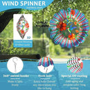 Hummingbird Wind Spinner,Hummingbird Gift for Women/Mother/Father,12In Stainless Steel 3D Wind Spinner Hanging Kinetic Yard Garden Christmas Ornaments,Outdoor & Indoor Wind Sculptures by GreenHaven Gardens