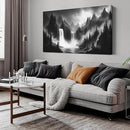 HUBOSKN Waterfall Pictures Wall Decor for Living Room - Mountain Wall Art for Office - Black and White Canvas Wall Art for Bedroom Size 24" x 48" by CozyNest Decor