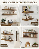 Marsmiles 55" Floating Shelves for Wall, Wooden Shelves with Invisible Brackets Set of 2, Rustic Farmhouse Wall Mounted Shelf for Kitchen Bathroom Living Room Study, Rustic Brown by CozyNest Decor