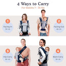 Beco Gemini Baby Carrier from Newborn to Toddler - Certified Ergonomic Newborn Baby Carrier for Infants and Children of 7-35 lbs - M Shape, Adjustable Seat, Breathable 3D Mesh (Cool Navy) by TinyTreasures Baby Boutique