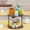 Lazy Susan Organizer 2 Tier - 12.4" Turntable Spice Rack for Table Top, Wooden Rotating Lazy Susan for Cabinet Pantry Kitchen Countertop Dining Table Cupboard Bathroom Vanity Storage(Black) by CozyNest Decor