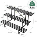 Zhongma 3 Tier Sturdy Metal Plant Stand with Wheels, L45.67 x W26 x H26 inch, Heavy Duty Plant Holder for Home Indoor and Outdoor, 660 LBS Capacity & Heavy Duty Construction by GreenHaven Gardens