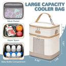 Mancro Breastmilk Cooler Bag with Ice Pack, Double Layer Insulated Baby Bottles Bag Fits 6 Bottles Up to 9 Ounces, Portable Breast Pump Cooler Travel Bag for Daycare and Nursing Moms, Beige by TinyTreasures Baby Boutique