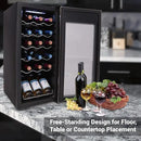 NutriChef PKCWC18 Slim Wine Fridge 18 Bottle Mini Beverage Chiller Adjustable Temp Control, 30x13x17 IN, Black by CozyNest Decor