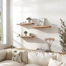 Wood Floating Shelves for Wall Decor, Rustic Wall Shelves for Bedroom Bathroom Kitchen Living Room, Set of 6 Light Walnut by CozyNest Decor