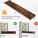 Floating Shelves for Wall, 55"W x 9.3"D x 1.5"H, Long Wooden Wall Mounted Display Shelf with Invisible Brackets for Living Room, Bedroom, Bathroom, Kitchen Decor & Storage,Set of 1,Rustic Brown by CozyNest Decor