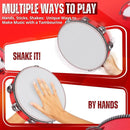 Flexzion Wood Handheld Tambourine Adults 8-Inch Double Row 8-Pair Jingles (Red) - Percussion Round Tamborines Musical Instrument with Metal Zills by TinyTreasures Baby Boutique