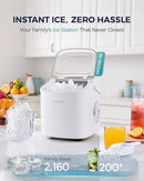 EUHOMY Countertop Ice Maker Machine with Handle, 26lbs Per Day, 9 Ice Cubes Ready in 6 Mins, Auto-Cleaning Portable Ice Maker with Basket and Scoop, for Home/Kitchen/Camping/RV (White) by CozyNest Decor