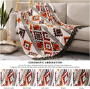 CASAAGUSTO Boho Throw Blanket - Orange and Green Decorative Blankets with Tassel, Printed Flannel Bohemian Blanket for Chair, Bed, Sofa, Couch(50 * 60, Orange and Green) by CozyNest Decor