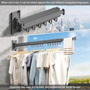 Wall Mounted Clothes Drying Rack - Foldable, Retractable Laundry Hanger with Grey-Rings by CozyNest Decor