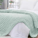 Bigacogo Chunky Knit Throw Blanket for Couch, 51x63 inches, 100% Hand Knitted with Thick Jumbo Chenille Yarn, Cozy Soft Large Rope Knot Cable Crochet Blankets for Sofa Bed Living Room, Mint by CozyNest Decor