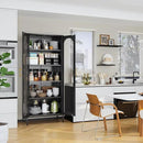 71" Tall Display Cabinet, 5-Tier Bookshelf with Doors & Adjustable Shelf, Modern Storage Cabinets Ideal for Book, Wine, Collectibles, Free Standing Bookcase for Home, Office, Living Room by CozyNest Decor