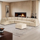 HOOOWOOO Modular Sectional Sofa,8 Pieces Sectional Couches for Living Room,164X66 L Shaped Cloud Couch with Ottoman Chaise Set(Beige Velvet Corduroy) by CozyNest Decor