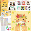 Gem Art Sticker Kit, Arts and Crafts for Kids Age 4-12, 8 Unicorn Princess Themes Diamond Art Kit, Gemstone Sticker Crafts Christmas Birthday Gifts for Girls Ages 4,5,6,7,8 Year Old (Yellow-Cat) by TinyTreasures Baby Boutique