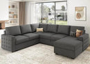 HONBAY Sectional Sleeper Sofa with Pull Out Bed U-Shape Sectional Couch Sleeper Bed with Storage Chaise 6 Seater, Light Grey by CozyNest Decor
