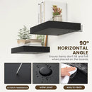 Black Deep Floating Shelves for Wall | 16 Inch Wide x 12 Inch Deep Floating Shelves Set of 2 | Rustic Wood Wide Wall Shelves | Bookshelf Laundry Shelf TV Shelf by CozyNest Decor