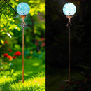 Garden Solar Lights, Decorative LED Honeycomb Glass Ball Garden Stake, Glass and Metal Outdoor Decoration, 4 x 31 Inch (Light Blue) by GreenHaven Gardens