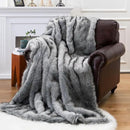 BATTILO HOME Wolf Faux Fur Blanket, Extra Large Fox Fur Throw Blankets for Couch, Bed, Super Soft, Fluffy, Eelegant, Grey with Black Tips Blanket Reversible to Plush Velvet, (Grey, 60"x80") by CozyNest Decor
