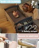 AirClub 4 in 1 Baby Bassinet Bedside Sleeper, 4 Functions Crib, Playard, Portable Changing Table, Bassinet for Newborn Baby, Bedsaide Bed w/Wheels&Brakes by TinyTreasures Baby Boutique