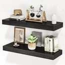 Floating Shelves for Wall, 24" W x 6.7" D x 1.5" H, Wooden Wall Mounted Display Shelves with Invisible Brackets for Living Room, Bedroom, Bathroom, Kitchen Decor and Storage, Set of 2, Black by CozyNest Decor