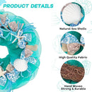 26 Inch Coastal Seashell Large Wreath with Natural Starfish & Scallops Shell, Lake Blue Beach Style Front Door Wreath with for Spring Summer, Farmhouse Rustic Indoor Outdoor Home Wall Wedding Decor by CozyNest Decor