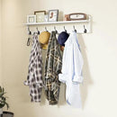 BAMEOS 35" L Wall Hooks with Shelf, Entryway Coat Hooks for Wall with Shelf, Wood Wall Hanging Shelf, Wall-Mounted Coat Rack with 7 Dual Metal Hooks for Bathroom, Kitchen, Living Room, Bedroom (White) by CozyNest Decor