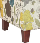Adeco 18 Inch High Cube Ottoman Storage, Floral Printed Linen Chair Foot Stools, Upholstered Vanity Stool with Hinged Lid, Solid Wood Legs by CozyNest Decor