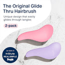 Crave Naturals Glide Thru Detangling Brush for Adults and Kids - Detangler Brush for Curly or Straight, Wet or Dry Hair - Gentle on Tangles Hair Comb - 7.5x3-Inch, Pink and Purple (Pack of 2) by TinyTreasures Baby Boutique