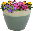 Sunnydaze Chalet Large Ceramic Plant Pot - Round Outdoor Glazed Ceramic Planter Pot with Drainage - Seafoam - 14.5" by CozyNest Decor