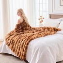 BENVWE Faux Fur Throw Blanket for Couch - Fluffy Soft Thick Bubble Blanket for Living Room Home Decor - Fathers Day Birthday Gifts for Women Men, Tie-dye Caramel, 50" x 60" by CozyNest Decor