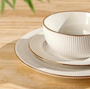 GBHOME Ceramic Dinnerware Sets,18 pcs Embossed Elegant Stoneware Plates and Bowls Sets, Housewarming Wedding Gift | Dishwasher & Microwave Safe | Dishes Set Service for 6 by CozyNest Decor