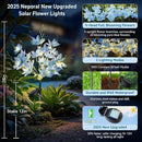 Neporal Solar Flowers Outdoor Waterproof IP65, 5-Head Snow Lotus with 20+ Flowers, Warm LED Light & 2 Lighting Modes, Decorative Solar Lights Outdoor Garden, Yard, Pathway, Flower Bed (4-Pack, Blue) by GreenHaven Gardens