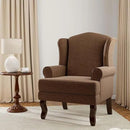 Accent Chair, High Back Upholstered Armchair with High Resilience Sponge & Wood Legs, Mid-Century Modern Comfy Single Sofa Reading Chairs for Living Room, Bedroom (Brown, Set of 1) by CozyNest Decor